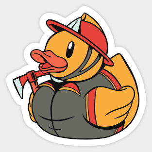 Cute Fire Fighter Rubber Ducky // Fireman Rubber Duckie Sticker